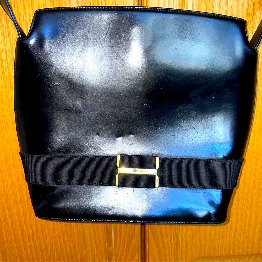 Authentic Vintage Salvatore Ferragamo Black Patent Leather shoulder bag